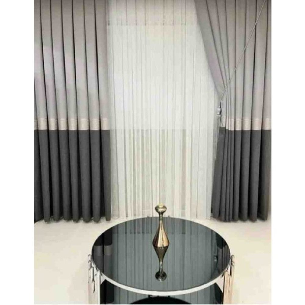 Fon Perde Sık Pile (Çift Kanat) - 100 x 260 cm - Gri - Siyah Fon Perde Fiyatı