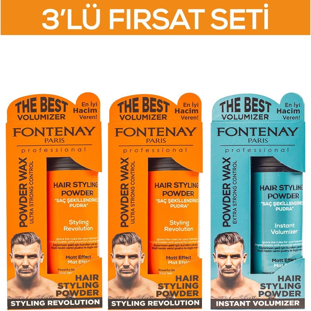 Fontenay Saç Şekillendirici Pudra Toz Wax Mat Effect Ve Ultra Strong X2 20gr 3'Lü Wax Set Saç Şekillendirici Krem Fiyatı