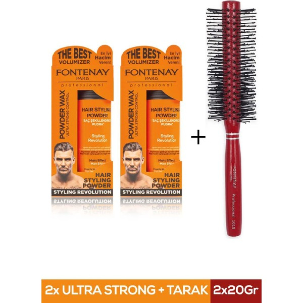 Fontenay Saç Şekillendirici Pudra Toz Wax Ultra Strong Turuncu 20 gr x 2 + 1018 Tarak'ı 3'lü Set Saç Şekillendirici Krem Fiyatı