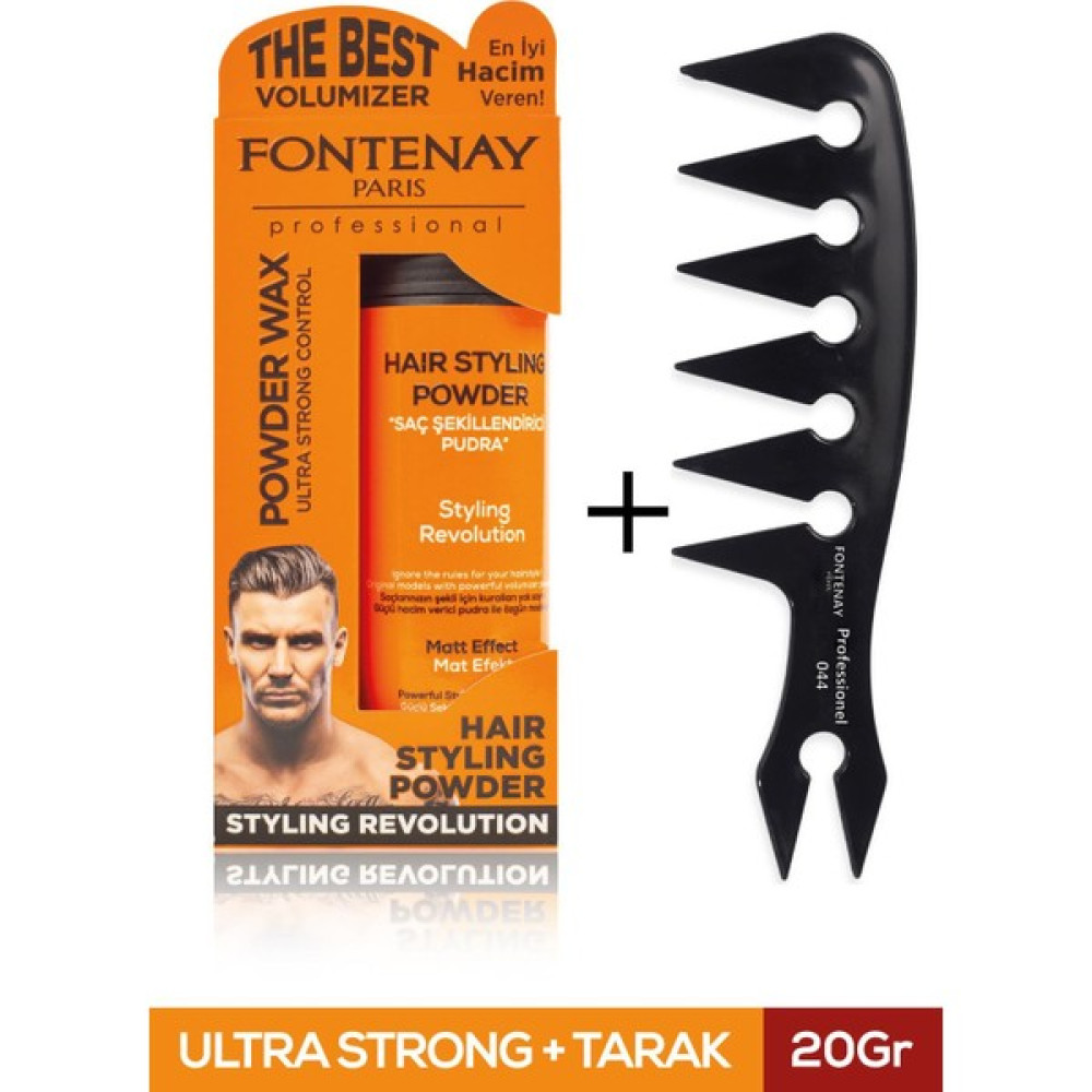 Fontenay Saç Şekillendirici Pudra Toz Wax Ultra Strong Turuncu 20GR + Geniş Aralıklı Wax Tarağı 2'li Set Saç Şekillendirici Krem Fiyatı