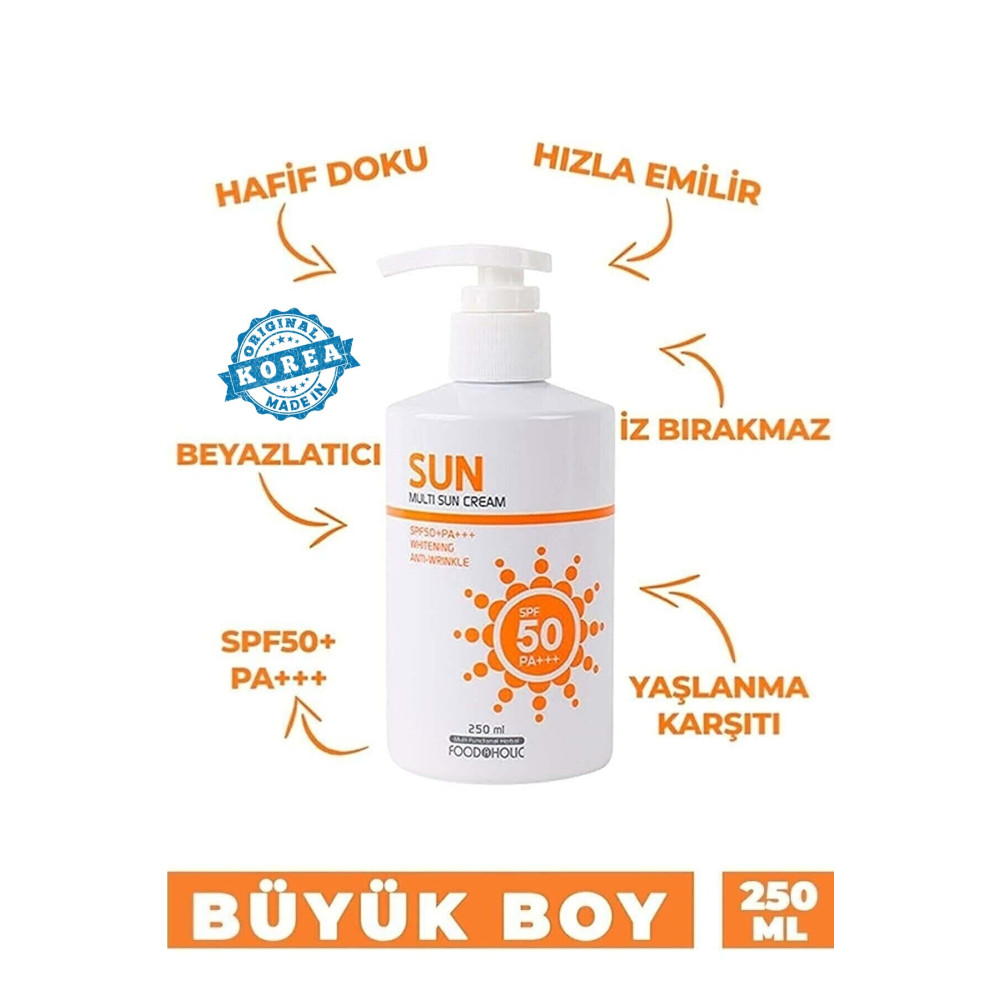 FOODAHOLIC Multi Sun 250ml Adenozin Içeren Yapışkan His Bırakmayan Leke Karşıtı Spf50 Pa Uva/uvb Güneş Kremi Güneş Kremleri ve Losyonları Fiyatı