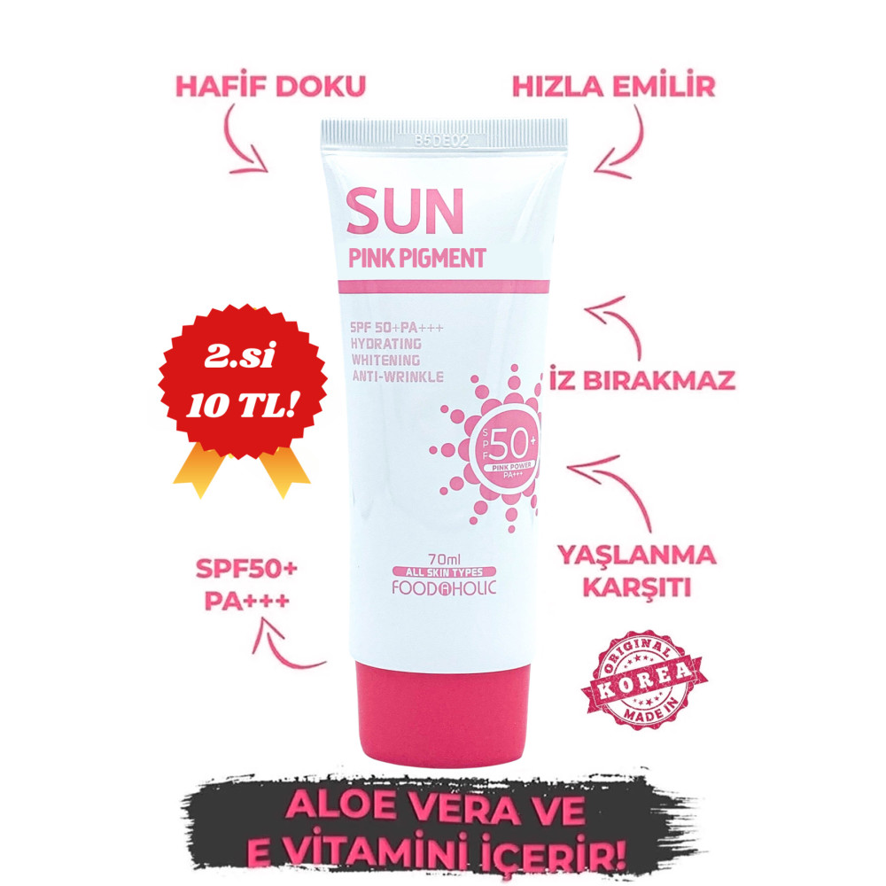FOODAHOLIC Pink Power Adenozin Içeren Yapışkan His Bırakmayan Spf50 Pa Uva/uvb Güneş Kremi 70ml Güneş Kremleri ve Losyonları Fiyatı