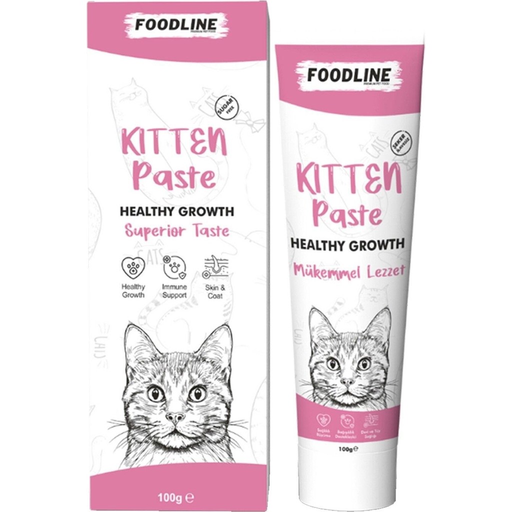 Foodline Kitten Malt Macun 100gr | Yavru ve Anne Kediler için Bağışıkl Evcil Hayvan Ürünleri Fiyatı