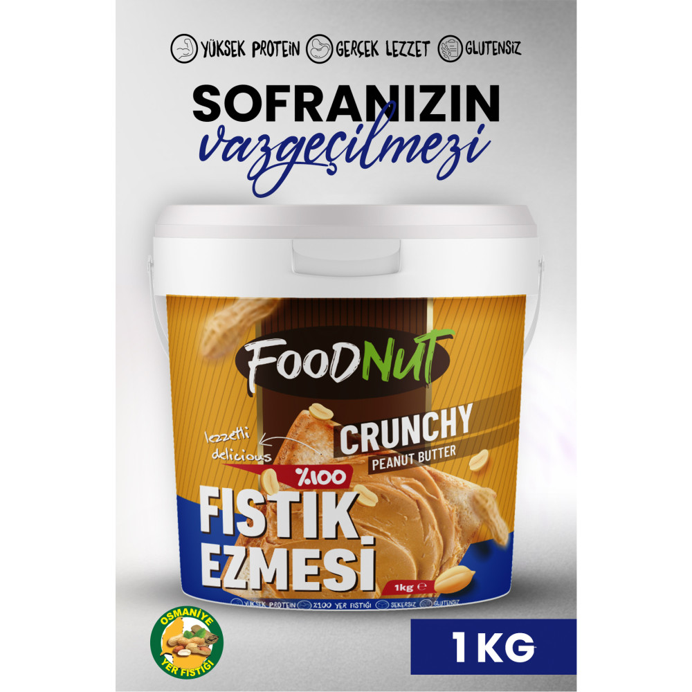 FoodNut %100 Şekersiz Sporcu Dostu Fıstık Ezmesi 1 Kg Şekersiz Yer Fıstığı Ezmesi Proteini Yüksek. Sürülebilir Fiyatı