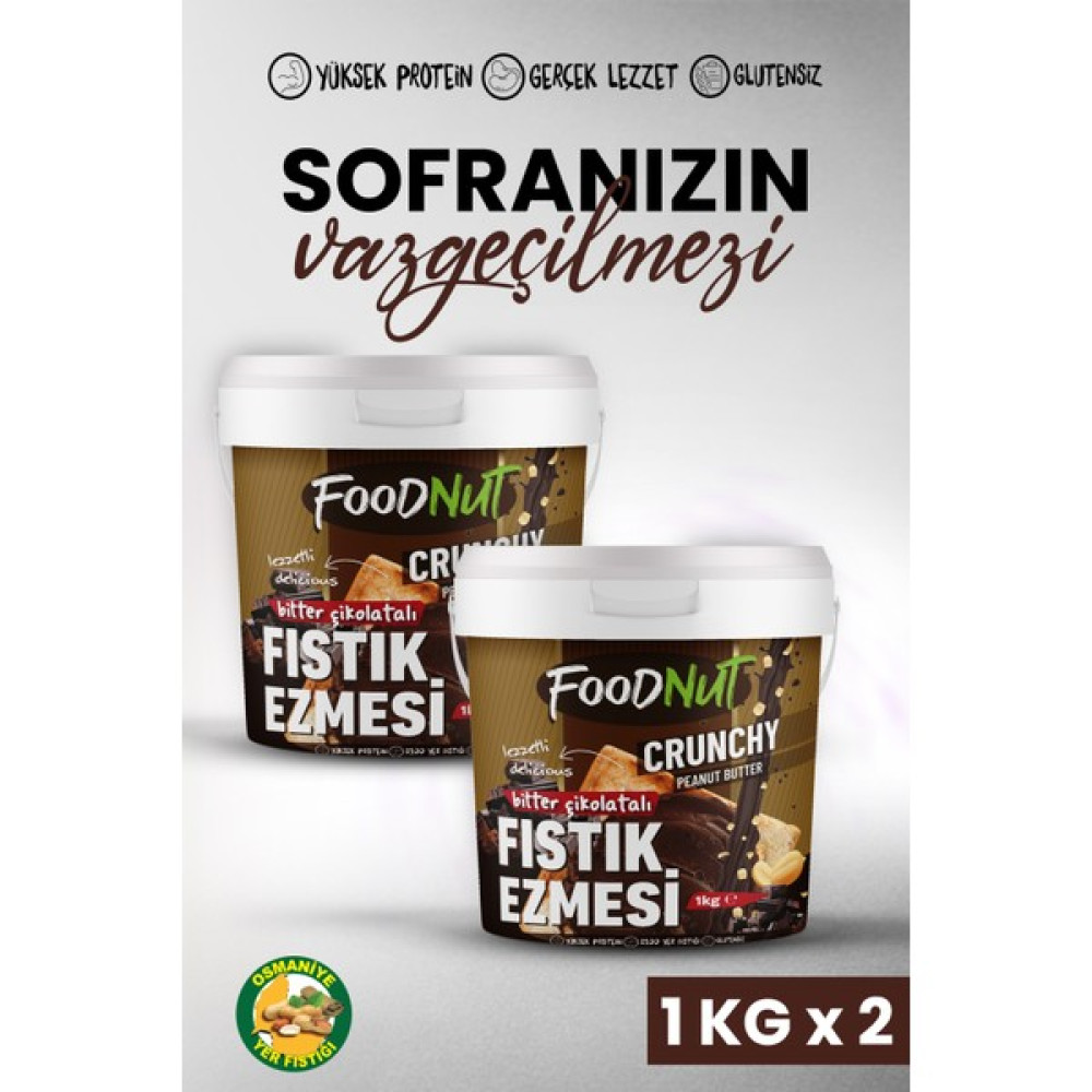 FoodNut Bitter Çikolatalı Fıstık Ezmesi 2'li Bitter Çikolatalı Fıstık Ezmesi 2 kg Diğer Fiyatı