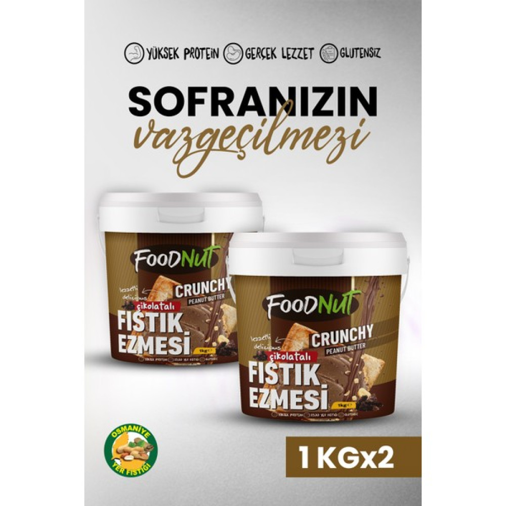 FoodNut Çikolatalı Fıstık Ezmesi 2 Li Çikolata Parçacıklı Fıstık Ezmesi 2 kg Diğer Fiyatı