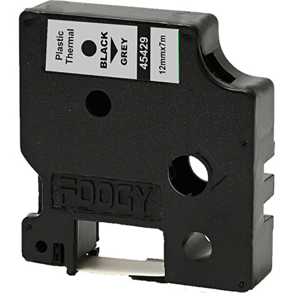 Foogy Dymo D1 Etiket Muadili Plastik Thermal 12 mm 7 mt Gri Siyah - Gri - Siyah Etiket Fiyatı