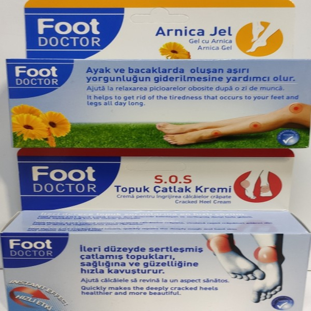 Foot Doctor S.o.s Topuk Çatlak Kremi 50ML+ARNİCA Jel 50 ml + Çantalı Set Ayak Bakımı Fiyatı