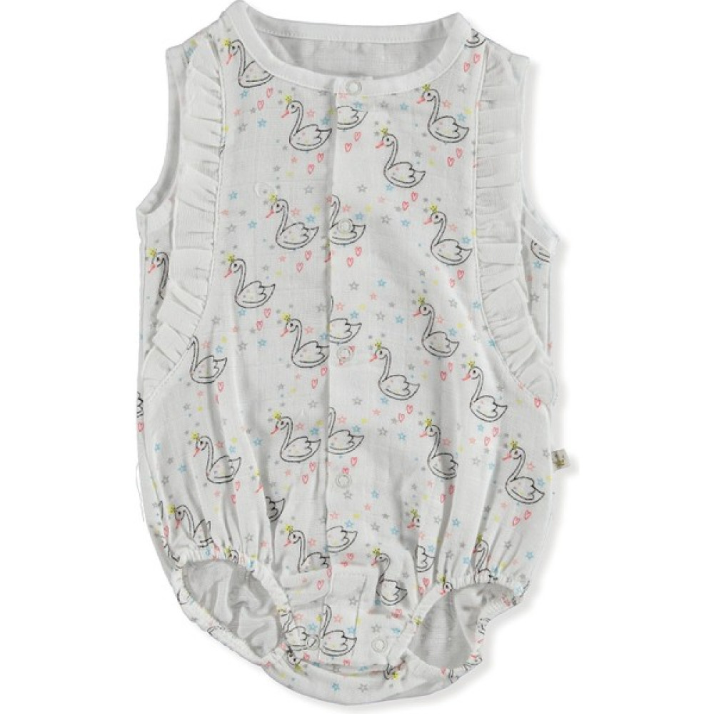 For My Baby Yaz Kız Bebek Kuğu Denim Kısa Kol Lastikli Bisiklet Yaka Tek Barbatöz Bebek Tulumu Fiyatı