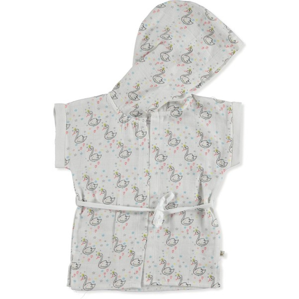 For My Baby Yaz Kız Bebek Kuğu Denim Kısa Kol Reçme Bebe Yaka Tek Bornoz - Beyaz Bebek Banyo-Tuvalet Fiyatı