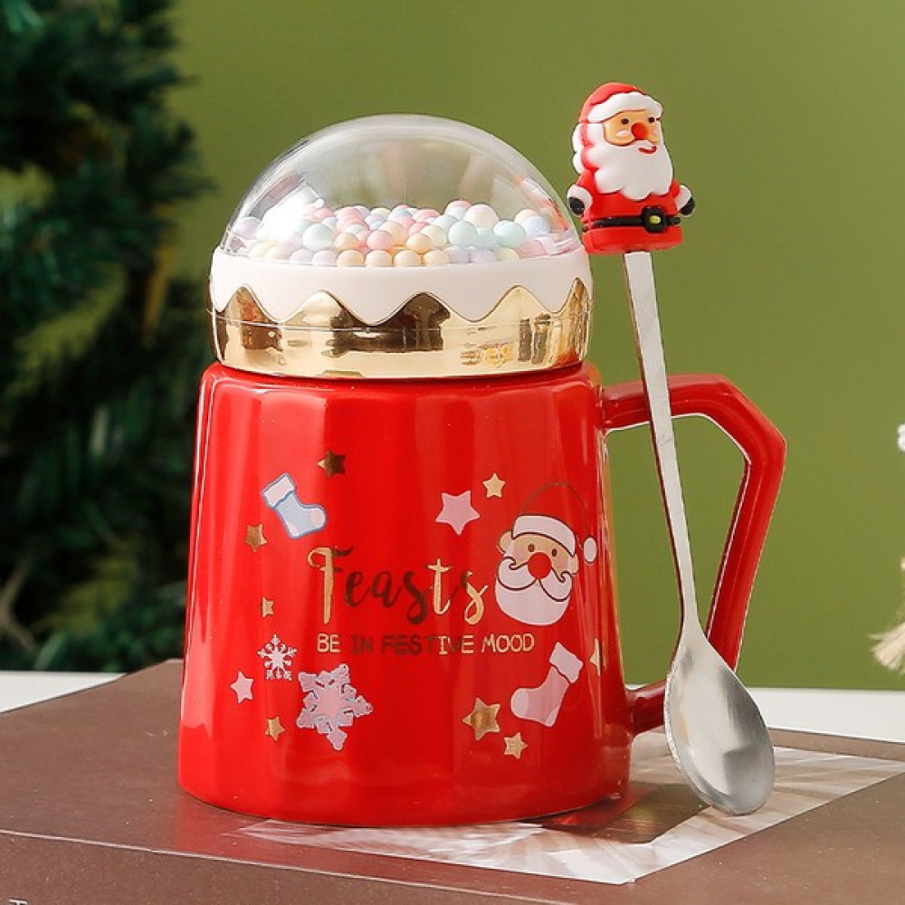 For Quality Noel Fincan Kupa Seramik Bardak Içme Kapaklı Bardak Ofis Hediye Kahve Çay Bardağı Süt Kupası Özel Logo (Yurt Dışından) - 1 Adet - Kızıl - 420 ml Oto Boyaları Fiyatı