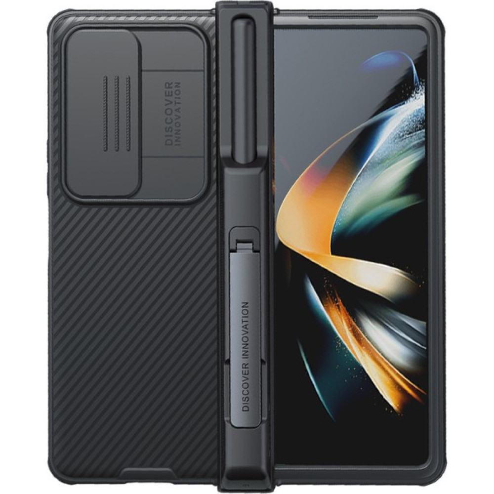 For Samsung Galaxy Z Fold 4 Kalem Tutucu Braketli Kapağı Cep Telefonu Kılıfları(Yurt Dışından) - Siyah Cep Telefonu Kılıfı Fiyatı