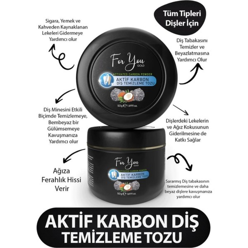 For You Gold Aktif Karbon Diş Temizleme Tozu Diş Beyazlatıcılar Fiyatı