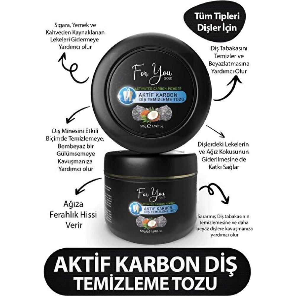 For You Gold Aktif Karbon Diş Temizleme Tozu & Diş Beyazlatıcı Diş Beyazlatıcılar Fiyatı