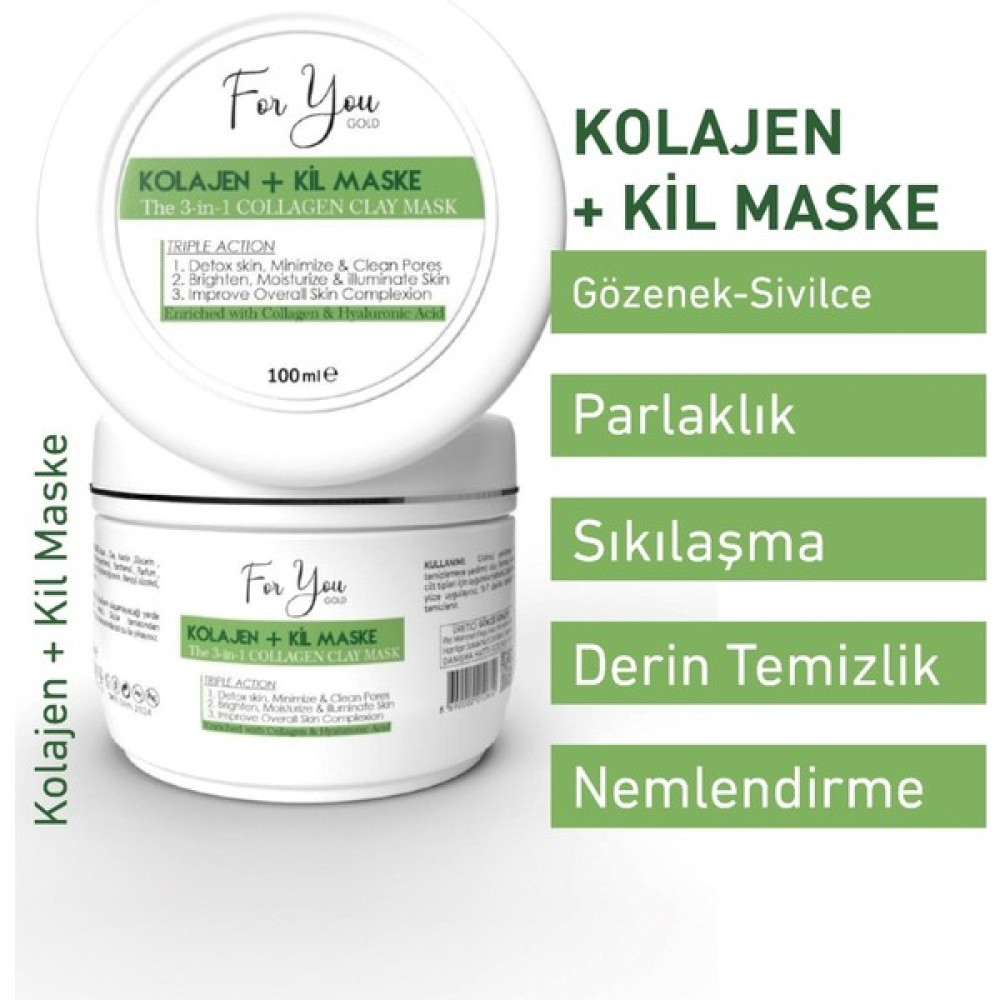For You Gold For You Gold Collagen + Hyaluronic Acid Gözenek Sıkılaştırıcı Kil Maskesi 100 ml Maskeler Fiyatı