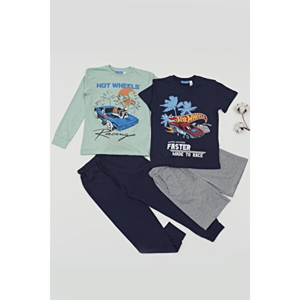 For You Kids 4'lü Hot Wheels Baskılı Tshirt Şort Pantolon Takım Erkek Çocuk Giyim Takımı Fiyatı