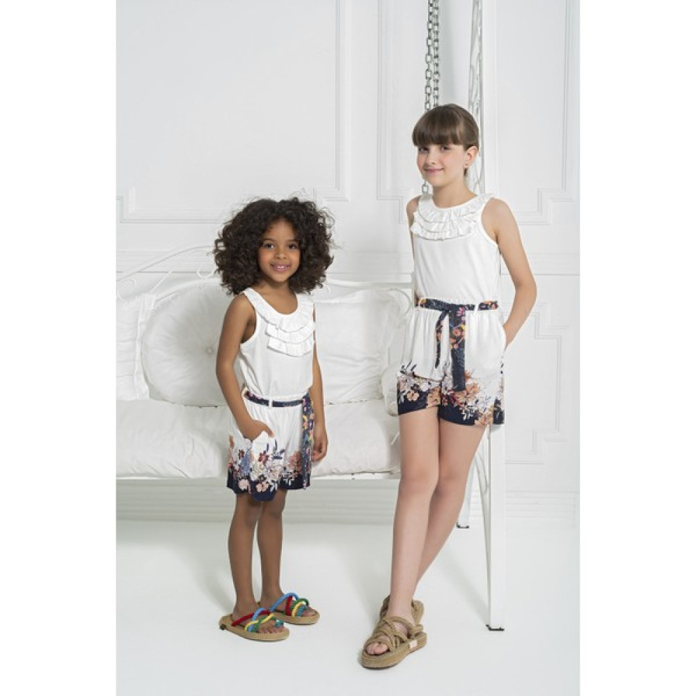 For You Kids Lacivert Çiçek Desenli Şort S26958 Kız Çocuk Capri / Kapri Fiyatı