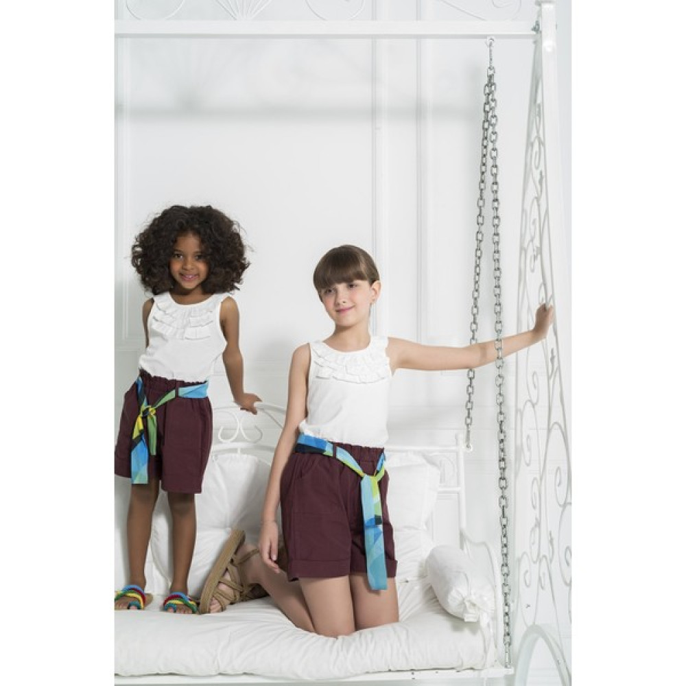 For You Kids Organik Kemerli Cepli Duble Paça Kahve Şort S26965 Kız Çocuk Capri / Kapri Fiyatı
