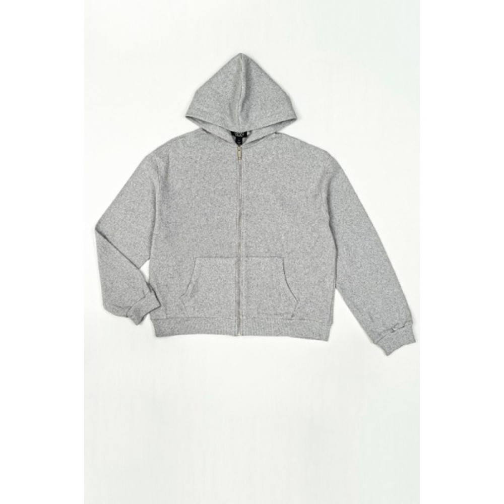 For You woman Oversize Fermuarlı Cepli Gri Sweatshirt Bayan Sweatshirt Fiyatı