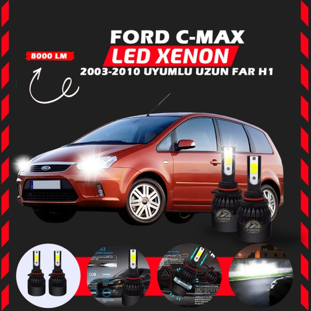 Ford C-Max 2003-2010 Uzun Far Uyumlu Şimşek Etkili LED Xenon Light Series H1 Oto Boyaları Fiyatı