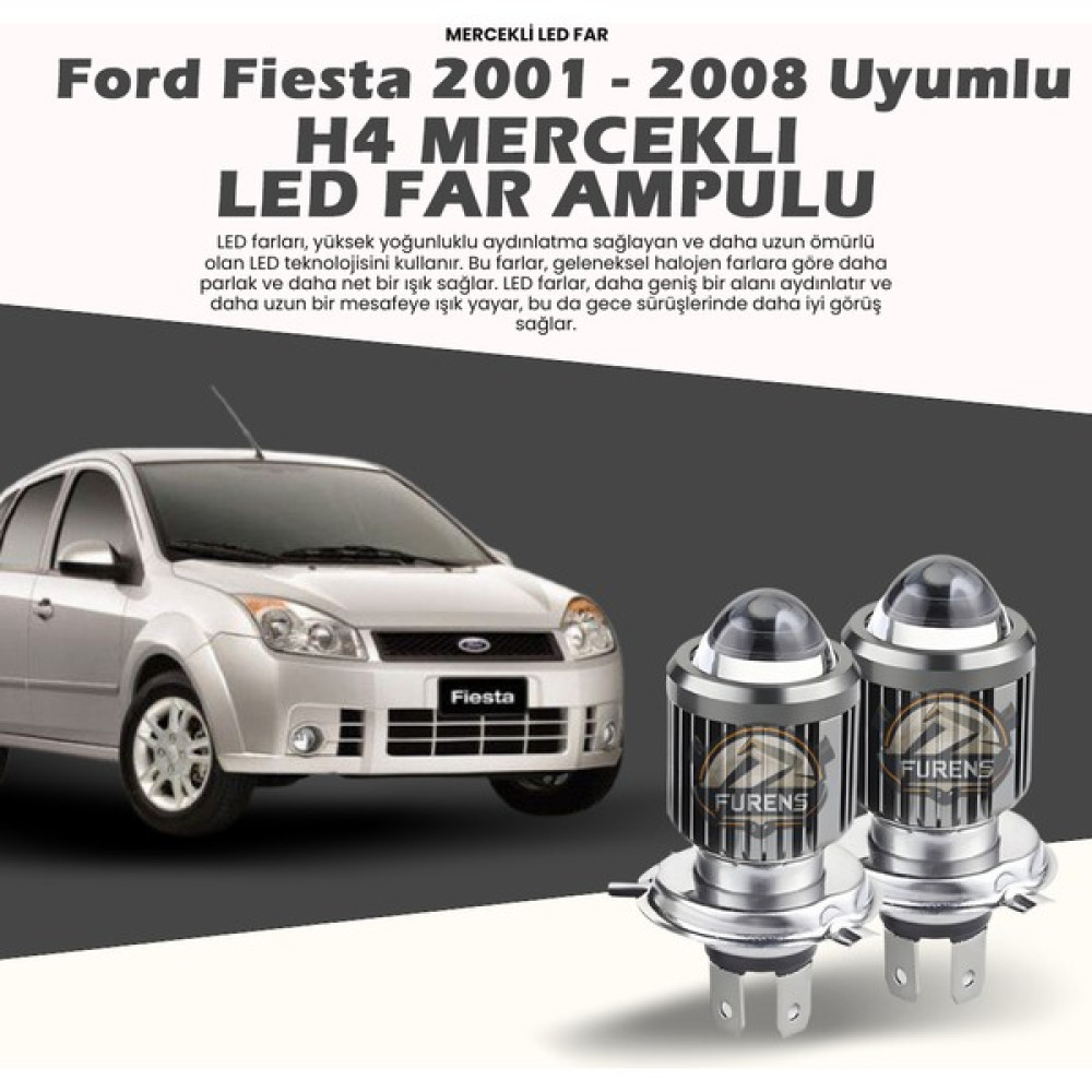 Ford Fıesta Mercek LED Xenon Uyumlu Uzun - Kısa Far Ampulü Çift Renk Oto Boyaları Fiyatı
