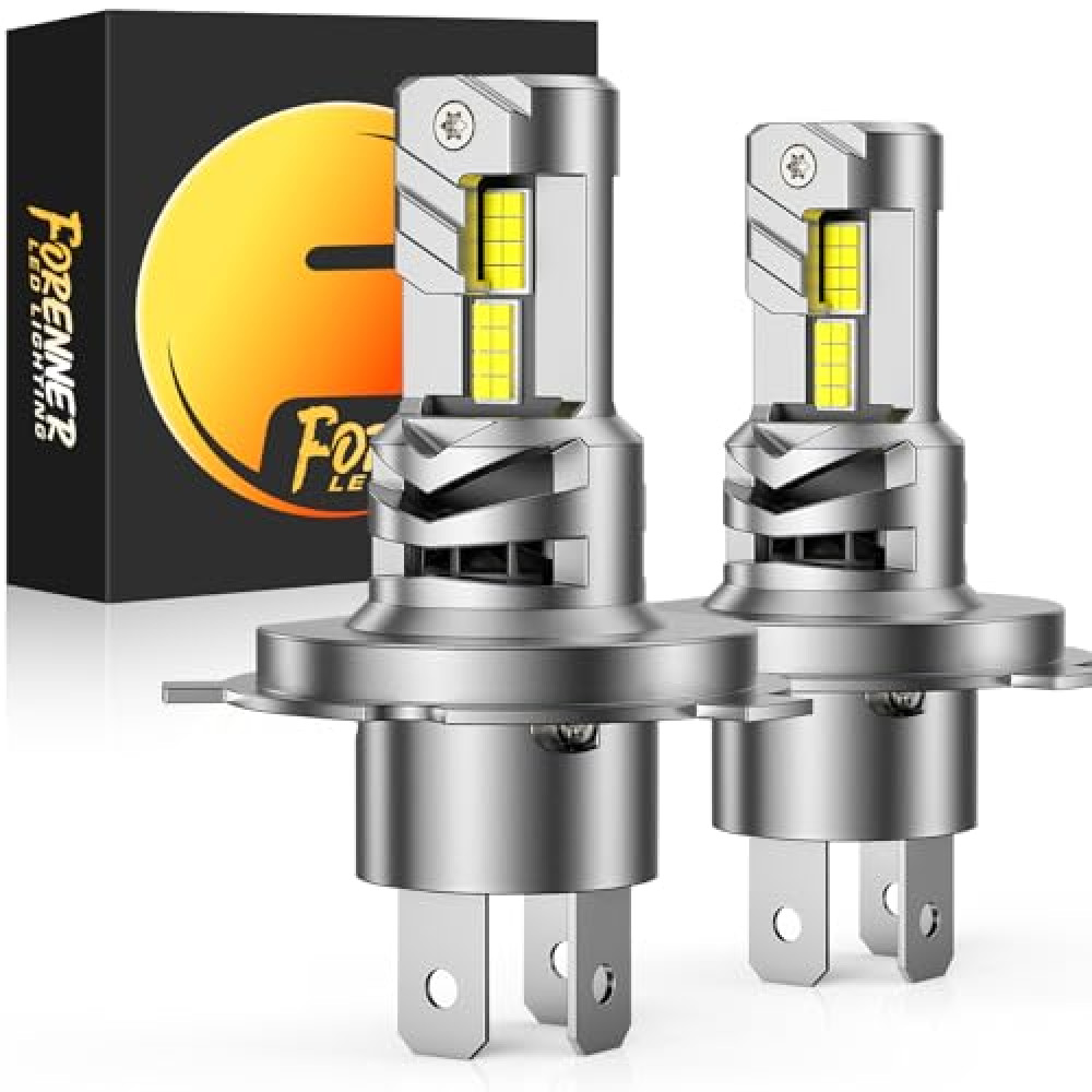 forenner H4 Light Bulb, 1:1 Size Super Bright 30000 Lumens, H4 Bulbs with Turbofan, 9003 Fog Lights 6500K, Canbus Ready Plug and Play in 3 minutes, IP68 Waterproof, Pack of 2