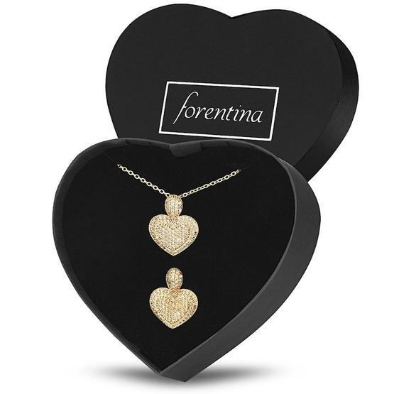 Forentina PS1383 Altın Kaplama Kalp Kolye Yüzük Set