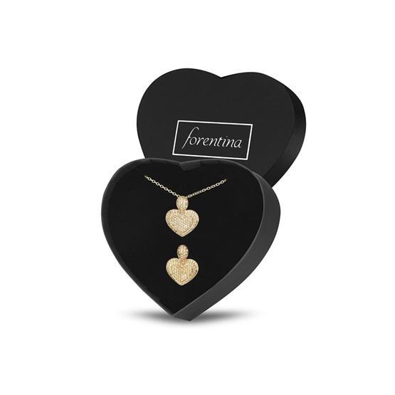 Forentina PS1383 Altın Kaplama Kalp Kolye Yüzük Set