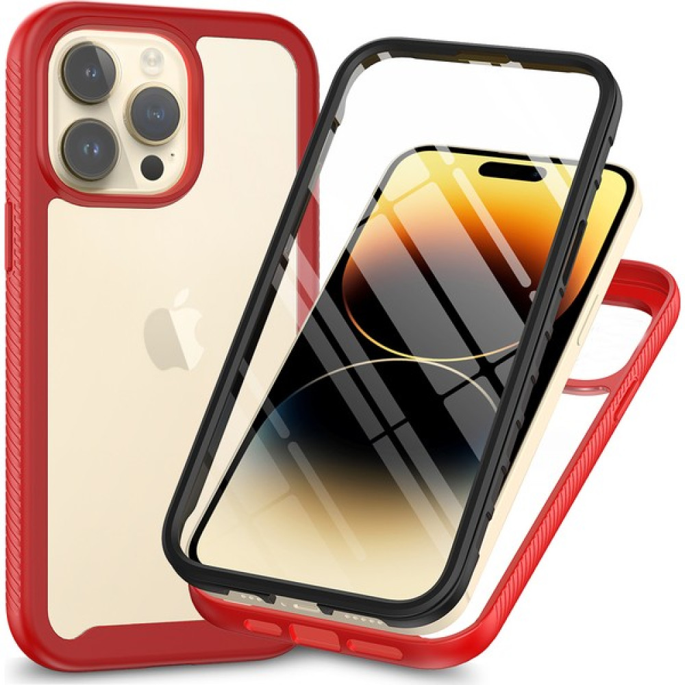 Forestl Digital Apple iPhone 15 Pro Max 3'ü 1 Arada Koruma Telefon Kılıfı Tpu+Pc Kapağı Pet Ekran Koruyucu-Kırmızı (Yurt Dışından) - Kırmızı Cep Telefonu Kılıfı Fiyatı