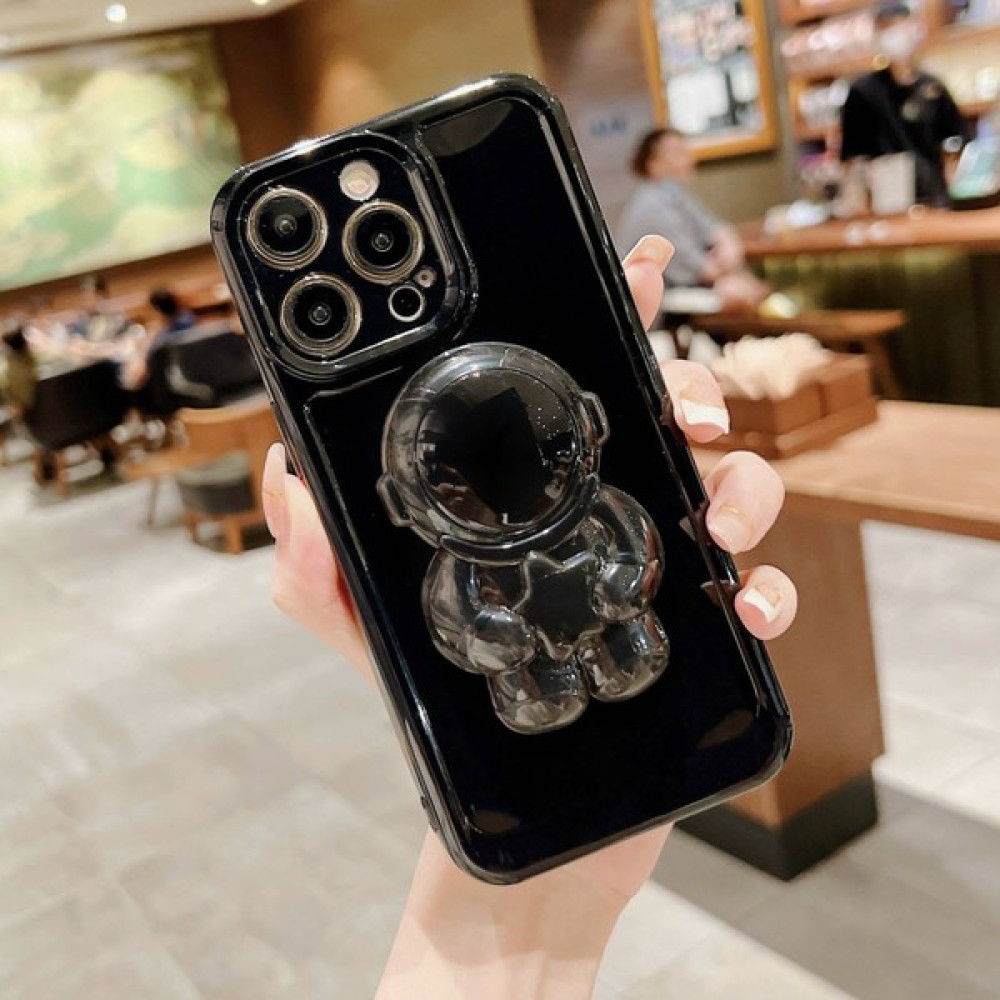 Forestl Digital iPhone 14 Pro Max Şeffaf Astronot Gizli Kickstand Case Düz Renk Tpu Tam Kamera Koruyucu Telefon Kapak Black (Yurt Dışından) - Siyah Cep Telefonu Kılıfı Fiyatı