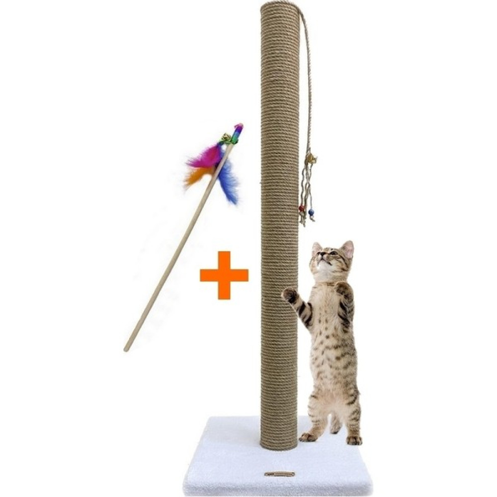 Foreverse Ekstra Geniş Taban Büyük Boy 82cm Tek Parça Kedi Tırmalama Tahtası + Kedi Oltası (Beyaz) Evcil Hayvan Ürünleri Fiyatı