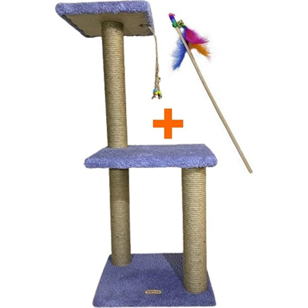 Foreverse Mega Boy Geniş Tabanlı 2 Katlı Kedi Tırmalama Tahtası + Kedi Oltası Gri Evcil Hayvan Ürünleri Fiyatı
