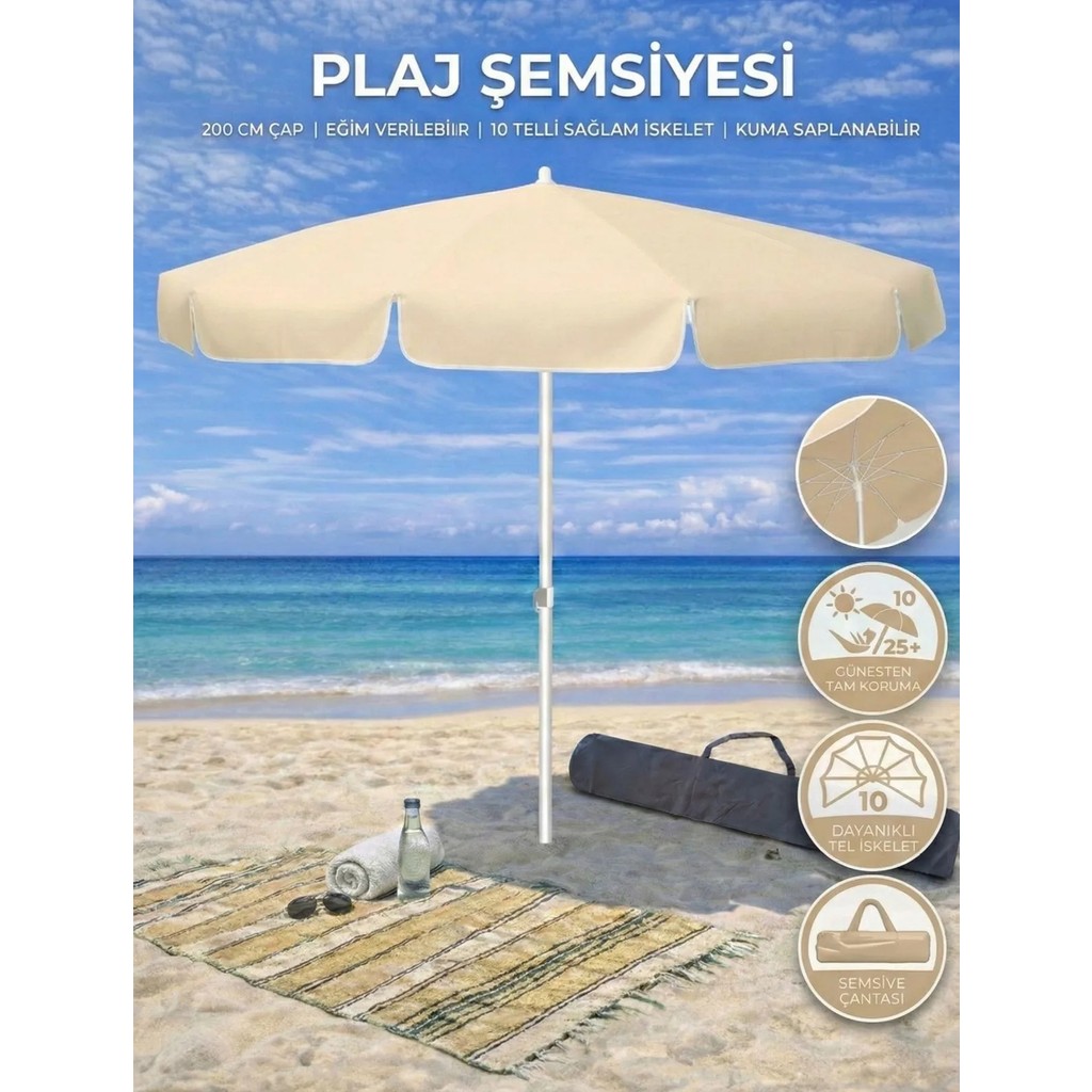 Form Outdoor Plaj Şemsiyesi 200 cm Çapında 360 Derece Dönebilir, Taşıma Çantası - Krem SSD / Solid State Drive Fiyatı