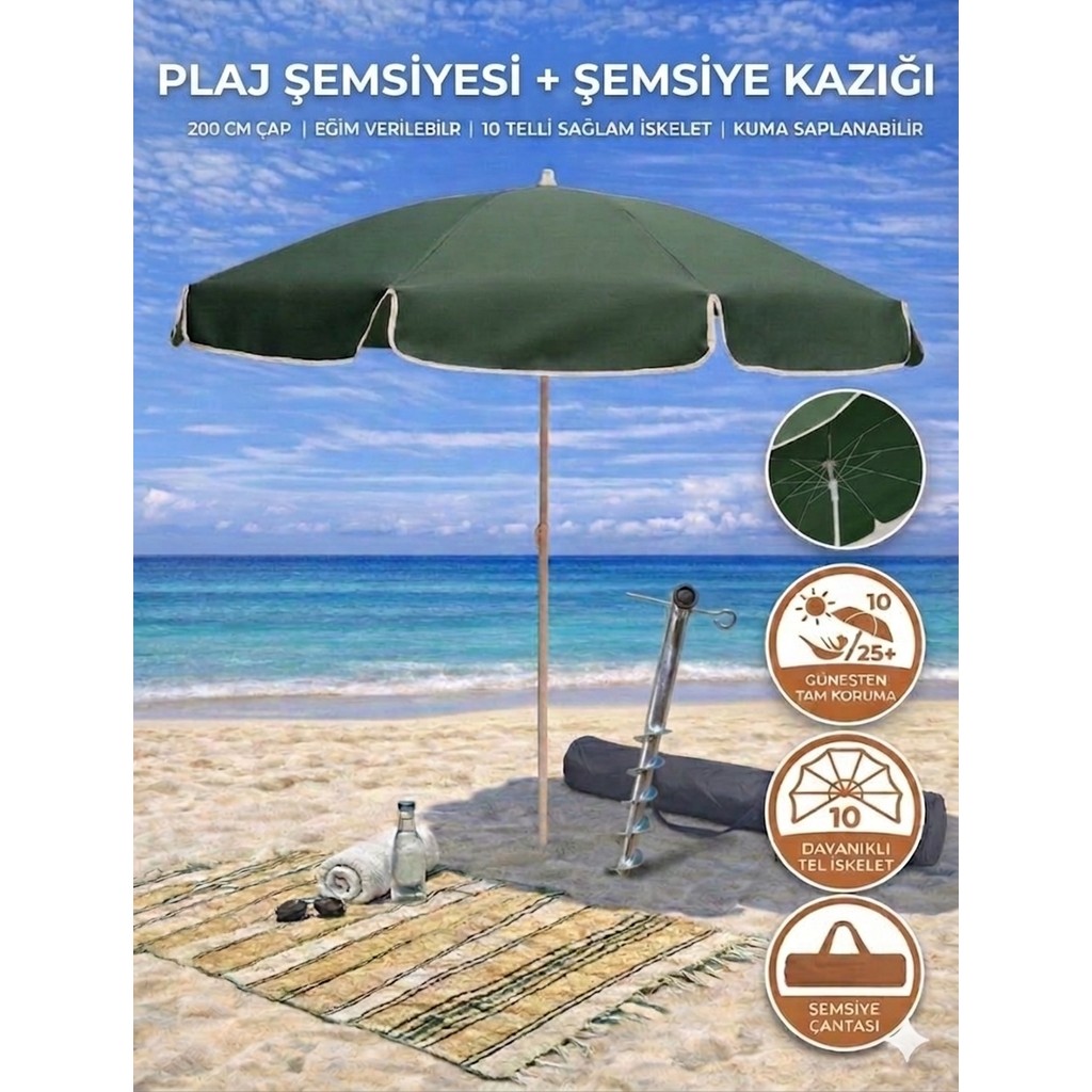 Form Outdoor Plaj Şemsiyesi + Şemsiye Kazığı + Taşıma Çantası Hediyeli - Antrasit Diğer Fiyatı