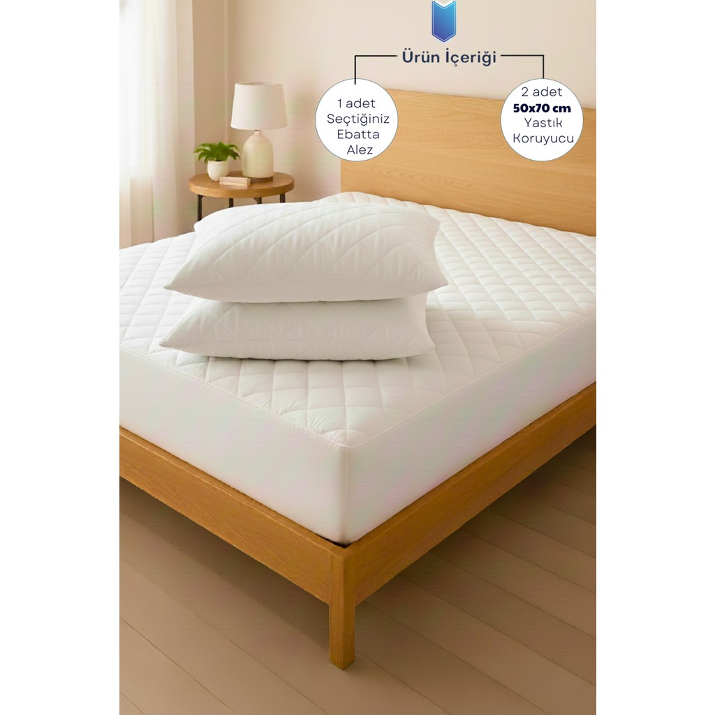 Formeya %100 Pamuk Kapitone Fitted Su Sıvı Geçirmez Yatak Koruyucu Alez + 2 Adet Yastık Koruyucu Set - 150 x 200 cm - Beyaz Yastık Kılıfı Fiyatı