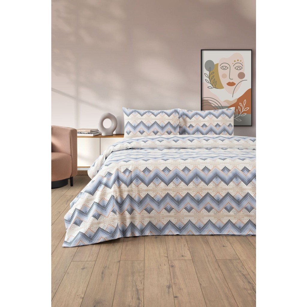 Formeya Lovely Desenli Çift Kişilik Nevresim Takımı - Lastikli Çarşaflı Çift Kişilik Nevresim Seti - Mavi - 200 x 220 cm Nevresim Takımı Fiyatı