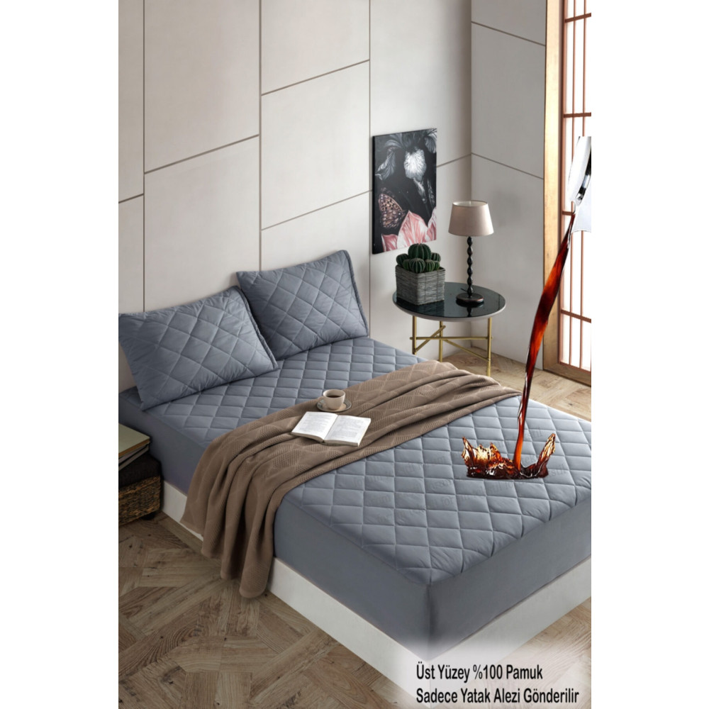 Formeya Pamukkale Renkli Alez Gri Kapitone Sıvı Geçirmez Yatak Koruyucu Fitted Alez Çarşaf 10 Ebat 150 x 200 Beden Alez / Yatak Koruyucu Fiyatı