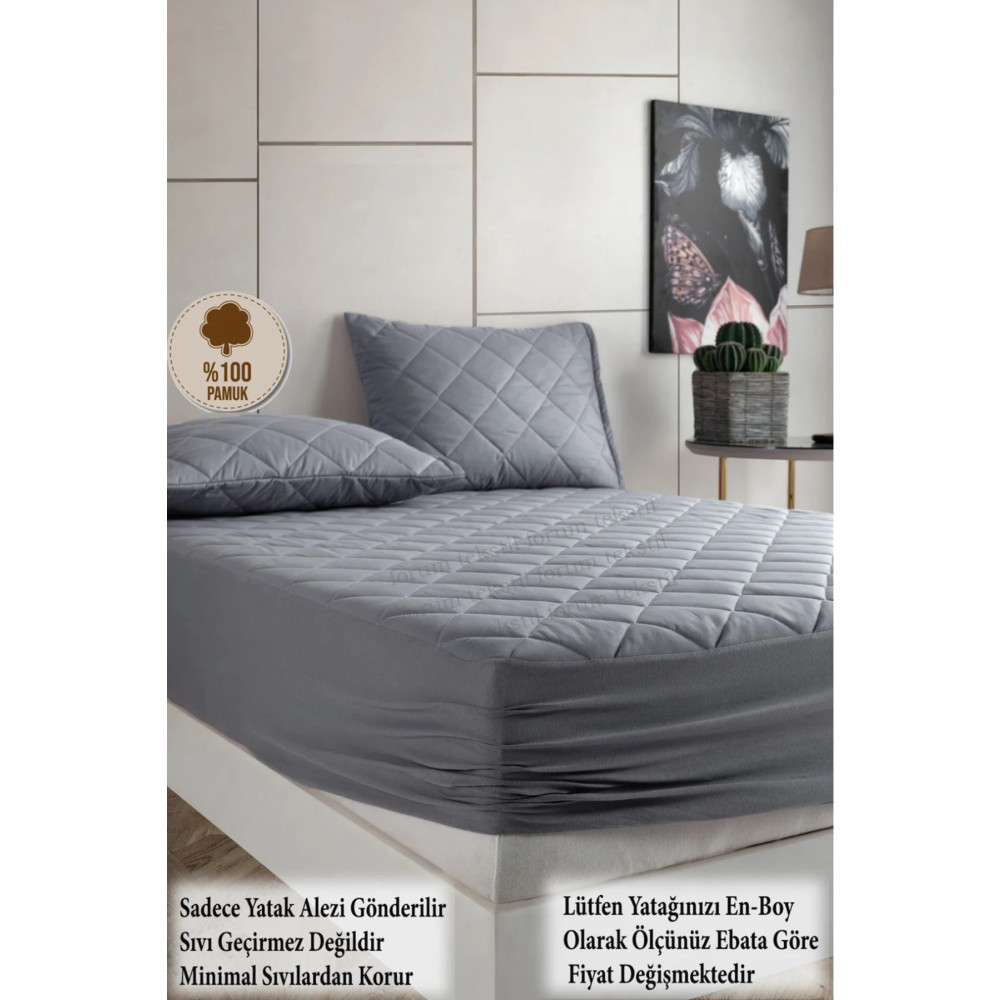 Formeya Renkli Gri Kapitone Yatak Koruyucu Fitted Ful Kenar Alez Çarşaf %100 Pamuk Tek Çift Battal 10 Ebat 180 x 200 Beden Alez / Yatak Koruyucu Fiyatı