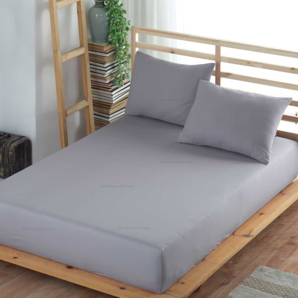 Formeya Renkli Lastikli Çarşaf Takımı (Yastık Kılıflı) - 100 x 200 - Gri Çarşaf Fiyatı