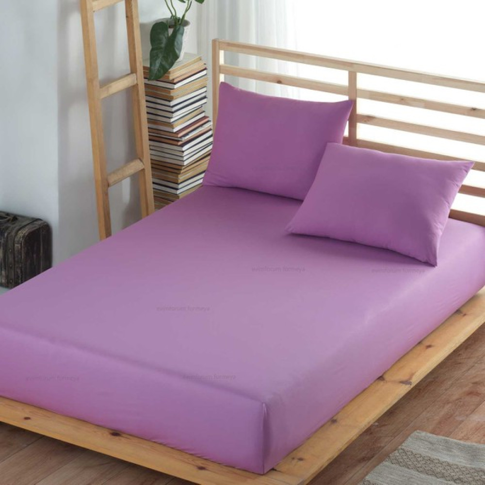 Formeya Renkli Lastikli Çarşaf Takımı (Yastık Kılıflı) - 160 x 200 - Lila Çarşaf Fiyatı