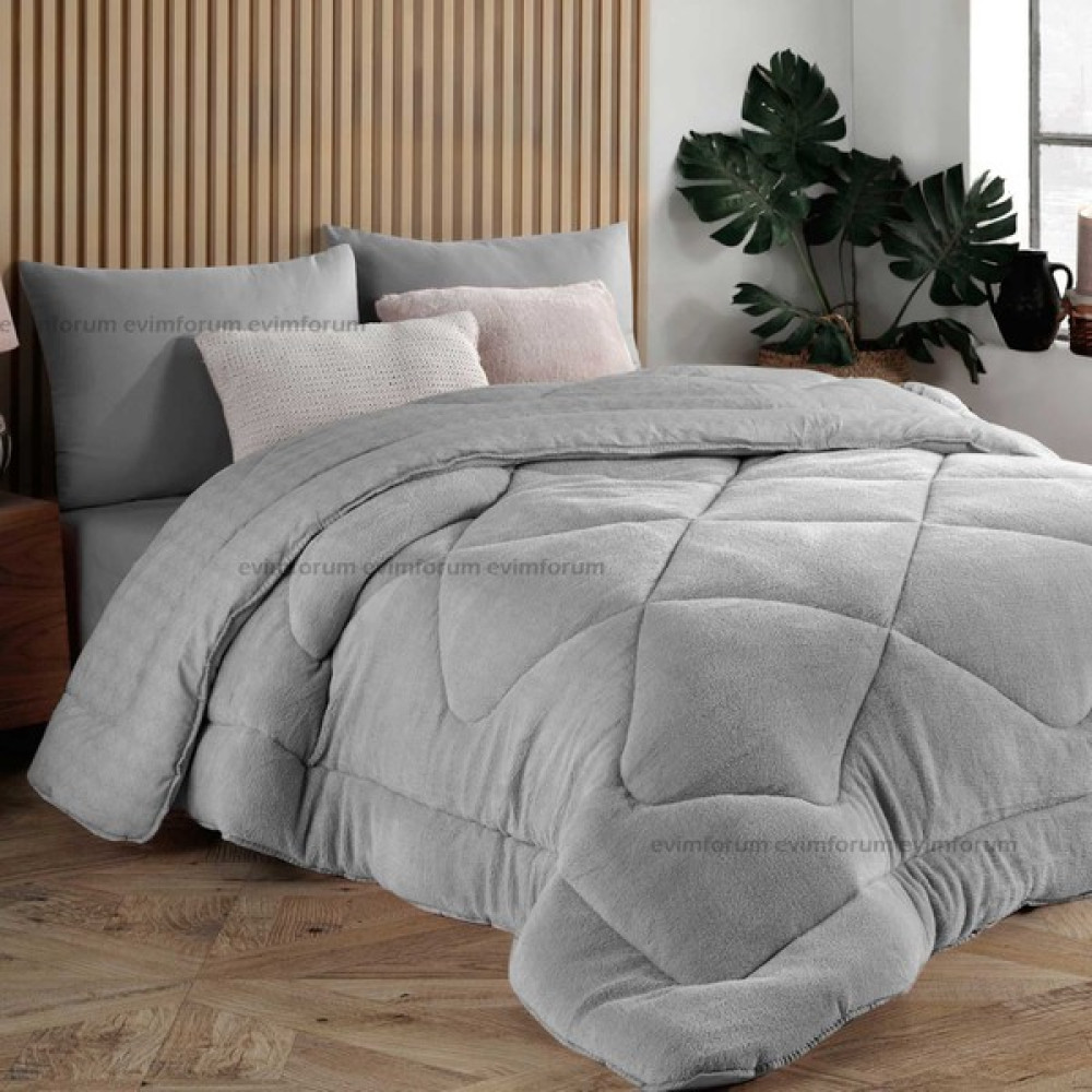 Formeya Tek Kişilik Lüx Gri Welsoft Yorgan Çift Taraflı 155x215 - 155 x 215 cm Yorgan Fiyatı
