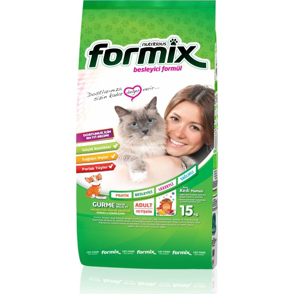 Formix Premium Kalite Kedi Maması 15 kg Karışık Tatlı Yetişkin Kediler İçin Besleyici Formül Evcil Hayvan Ürünleri Fiyatı