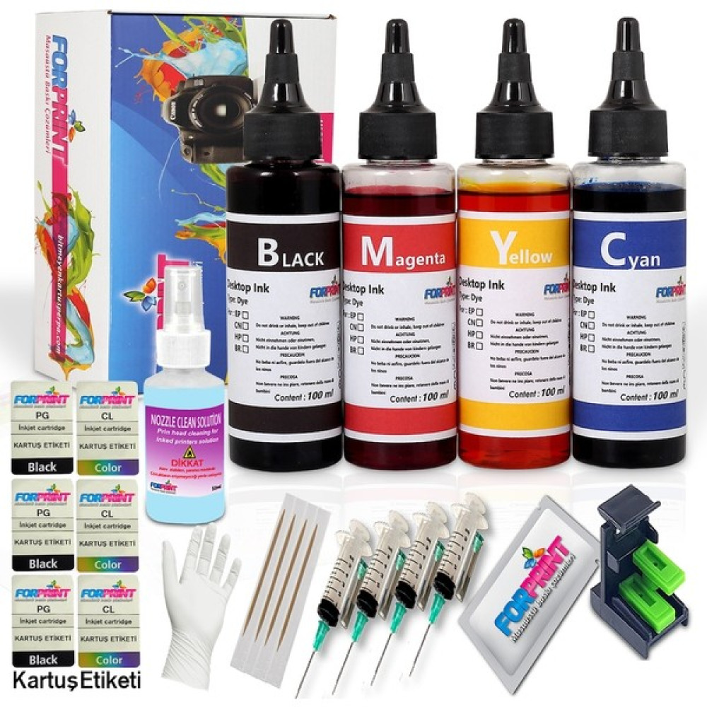 Forprint 304 Kartuş Uyumlu Dolum Seti 4X100ML, Hp Deskjet 2620/HP 2633 - Renkli Kartuşlar Fiyatı