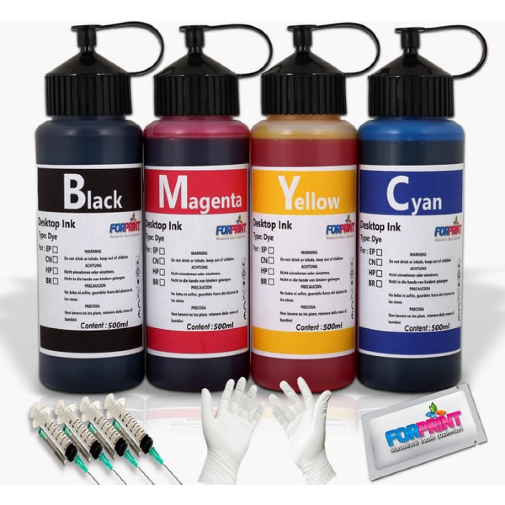Forprint Canon GI-490 Uyumlu Forprint Dolum Seti 4X500ML, Canon G1411/CANON G2411 - PRO Set - 4 Renk Kartuş Dolum Ürünleri Fiyatı