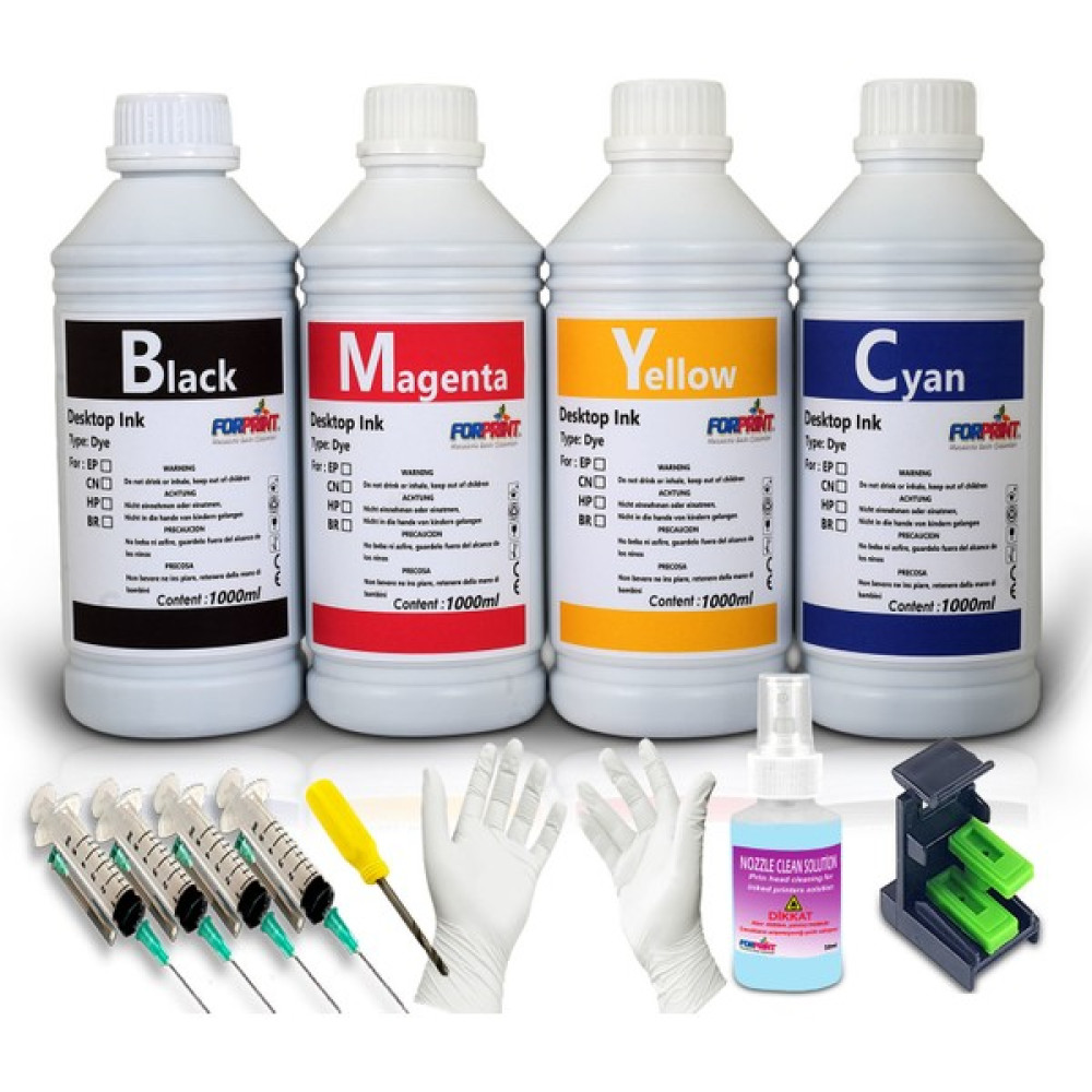 Forprint Canon Pixma E404/E414/E464 İçin Uyumlu Kartuş Dolum Seti 4X1000 ml - Renkli Kartuşlar Fiyatı