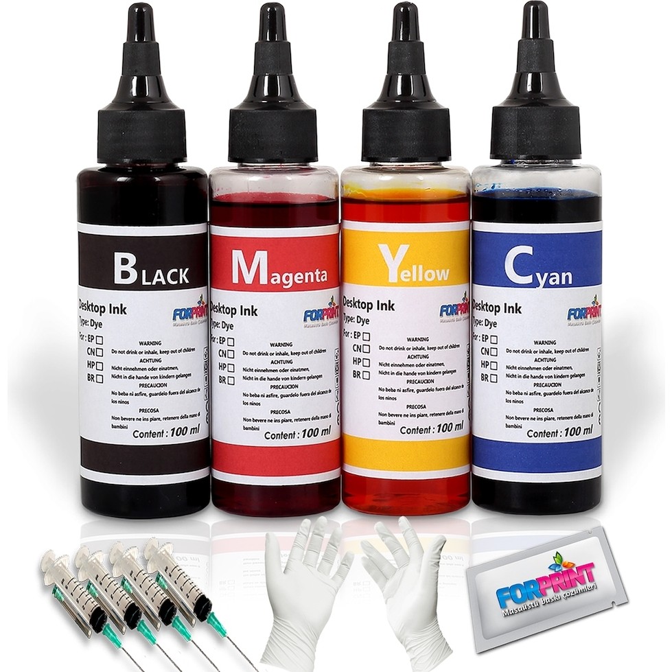 Forprint Epson L200, L210, L220 Uyumlu Forprint Mürekkep Seti 4X100ML - PRO Set - 4 Renk Muadil Kartuş Fiyatı