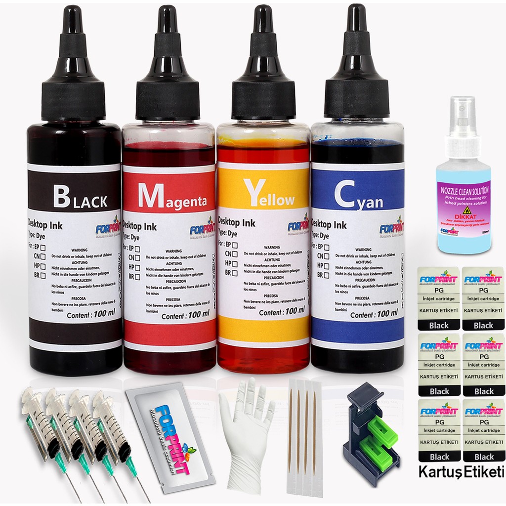 Forprint HP 704 Uyumlu Kartuş Dolum Seti 4X100 ml - Renkli Tonerler Fiyatı