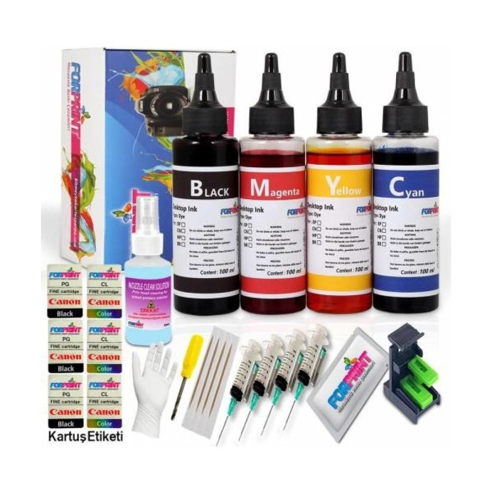 Forprint Pg-46, Cl-56 Uyumlu E414/474/E484 Kartuş Dolum Seti 4X100ML - Renkli Kartuşlar Fiyatı
