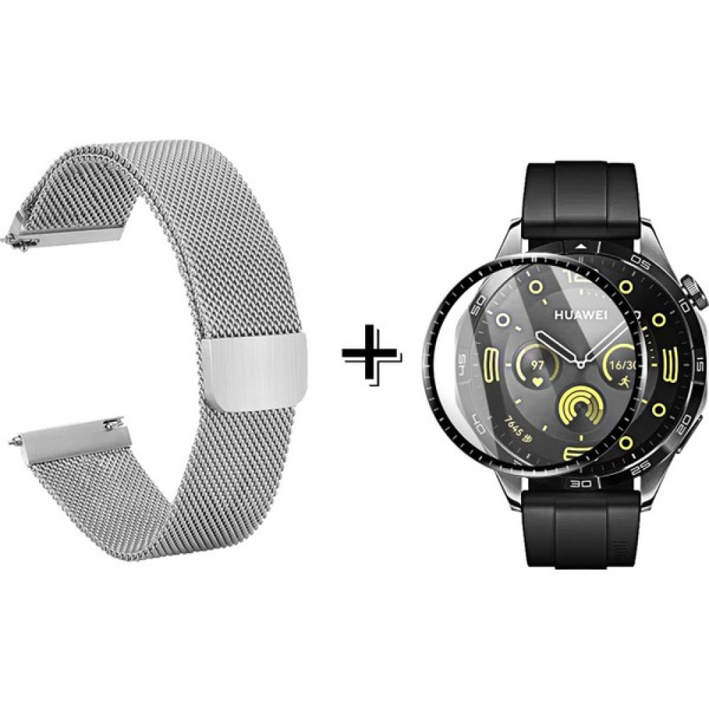 Forzacase Huawei Watch Gt4 46MM Için Metal Mıknatıslı Kordon Kayış + Ekran Koruma Filmi - FC096 - Gümüş Giyilebilir Teknoloji Aksesuarları Fiyatı