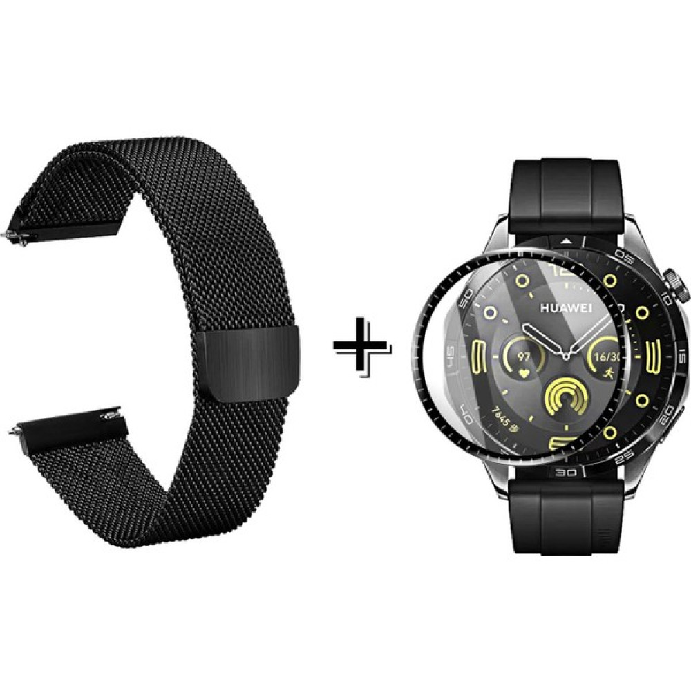 Forzacase Huawei Watch Gt4 46MM Için Metal Mıknatıslı Kordon Kayış + Ekran Koruma Filmi - FC096 - Siyah Giyilebilir Teknoloji Aksesuarları Fiyatı